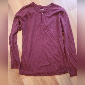Men's Arizona Jean Co Size Med Red Speckles Henley Long Sleeves
